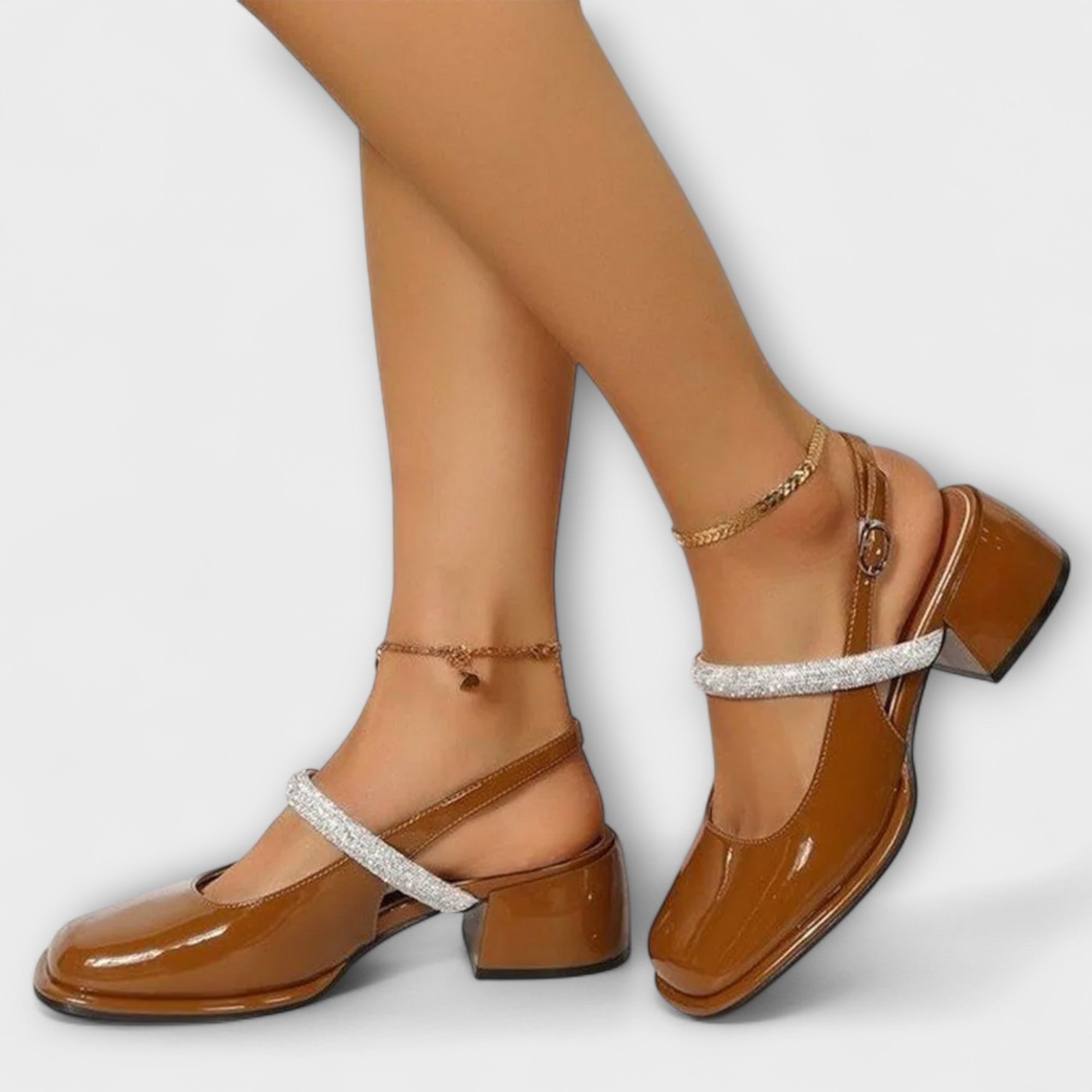 Celandra - Mary Janes con cinturini glitterati e tacco a blocco