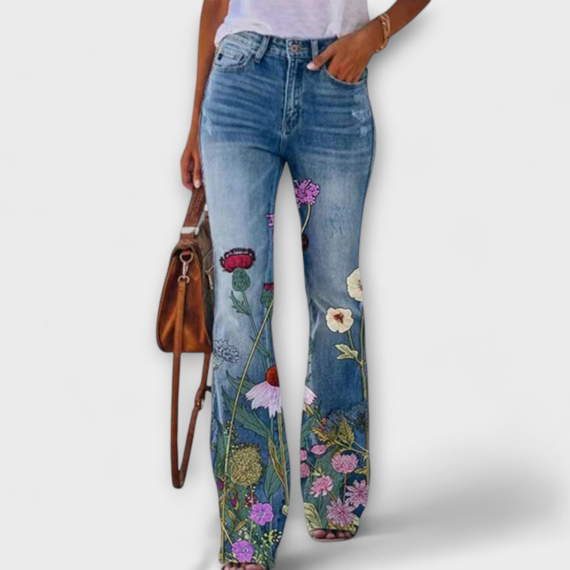 Pantaloni con fiori