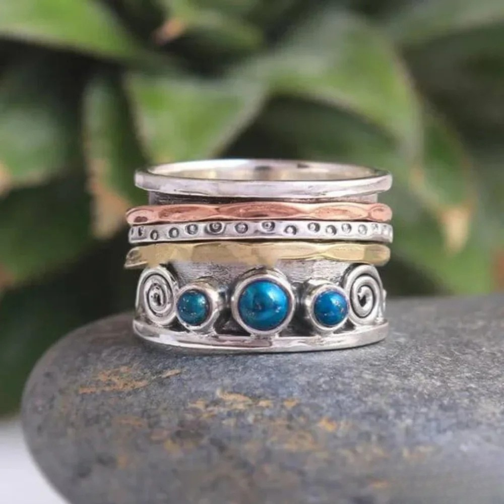 Anello di Meditazione Bohemien in Zaffiro