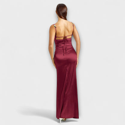 Eira - Abito in satin decorato con lacci sul retro
