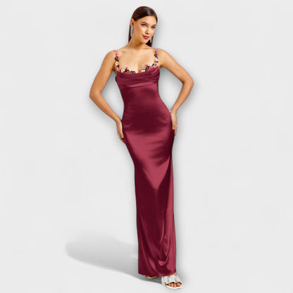 Eira - Abito in satin decorato con lacci sul retro