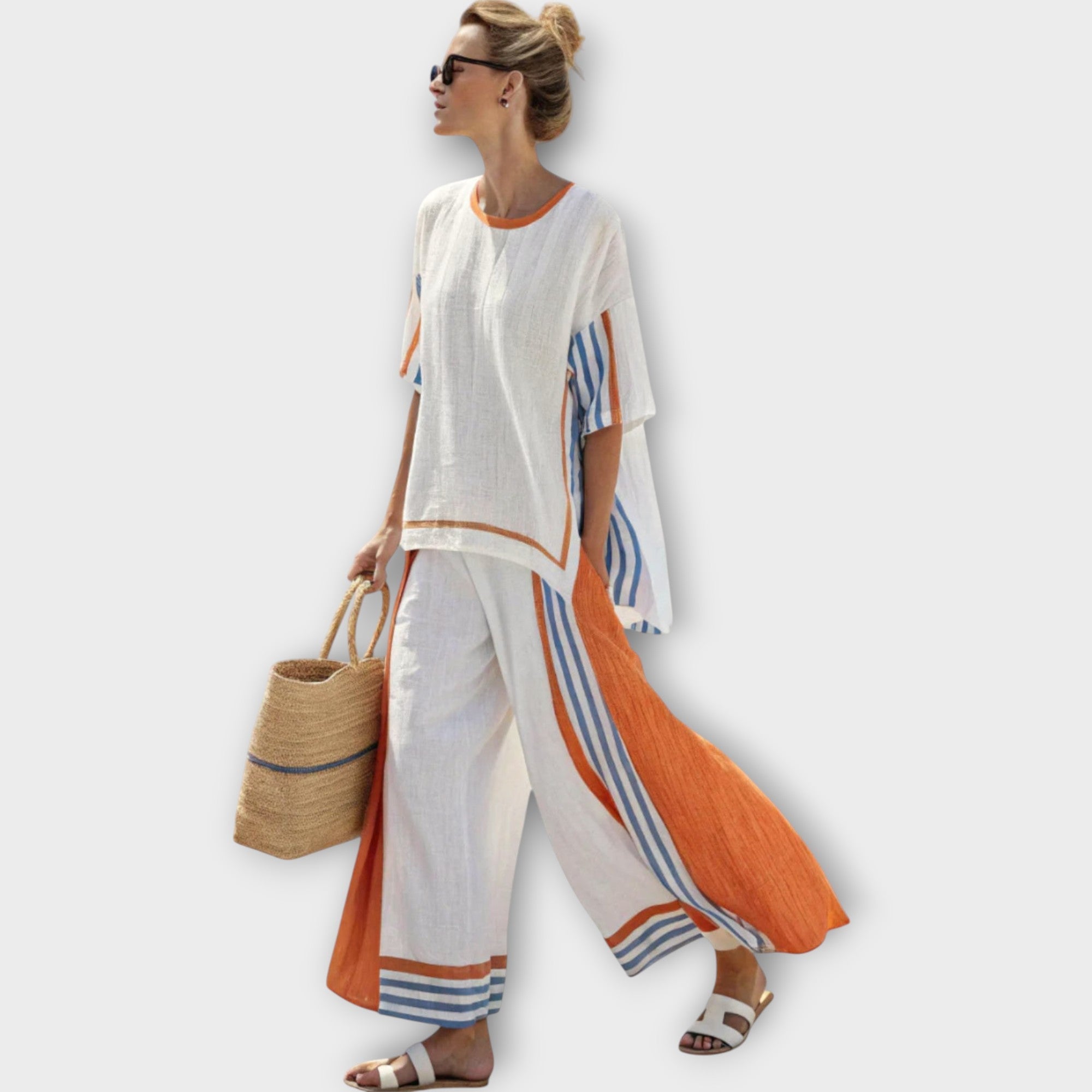 Anila - Elegante Completo Due Pezzi con Design a Righe