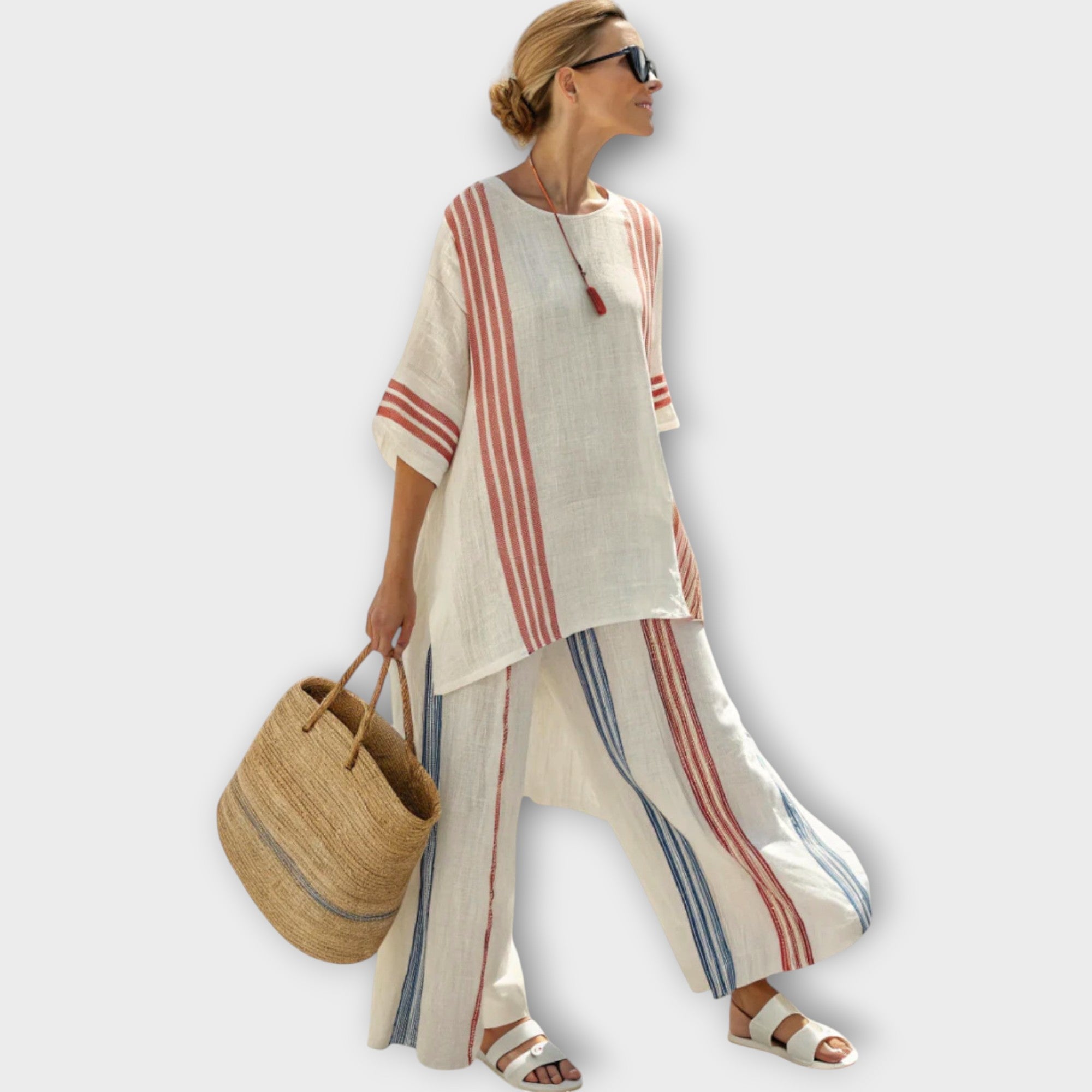 Anila - Elegante Completo Due Pezzi con Design a Righe