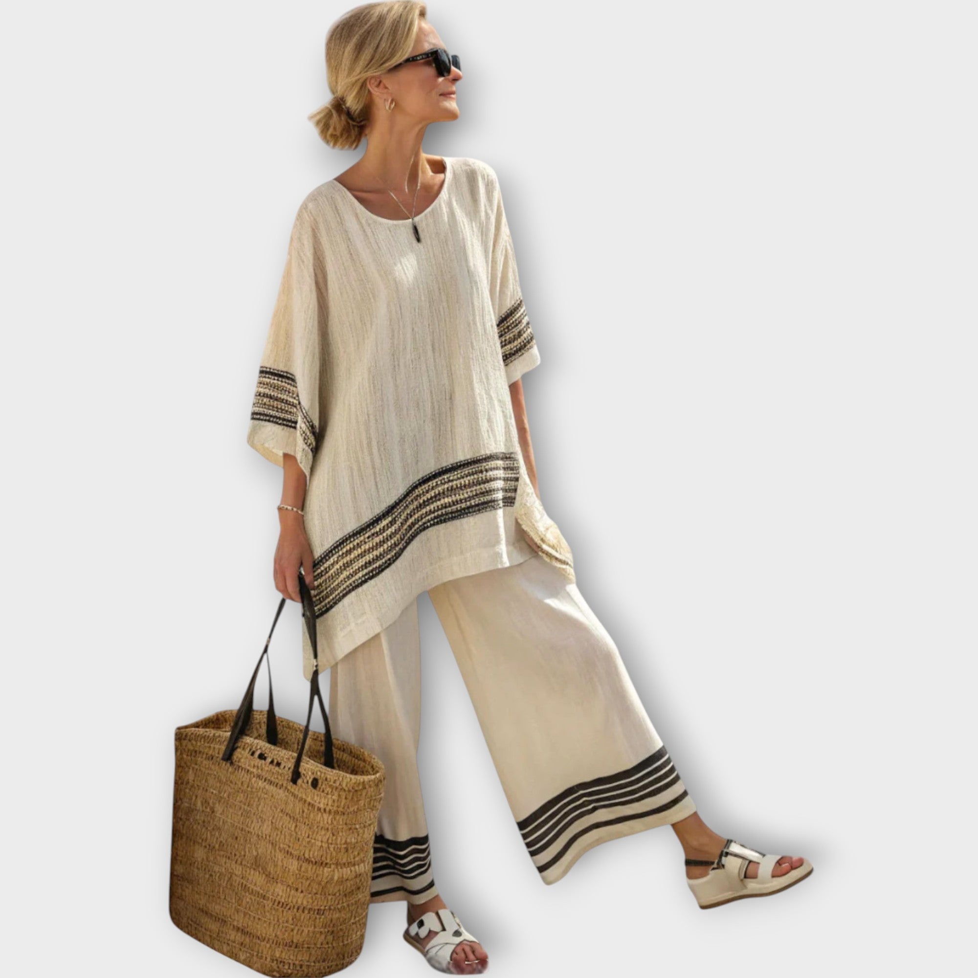 Anila - Elegante Completo Due Pezzi con Design a Righe
