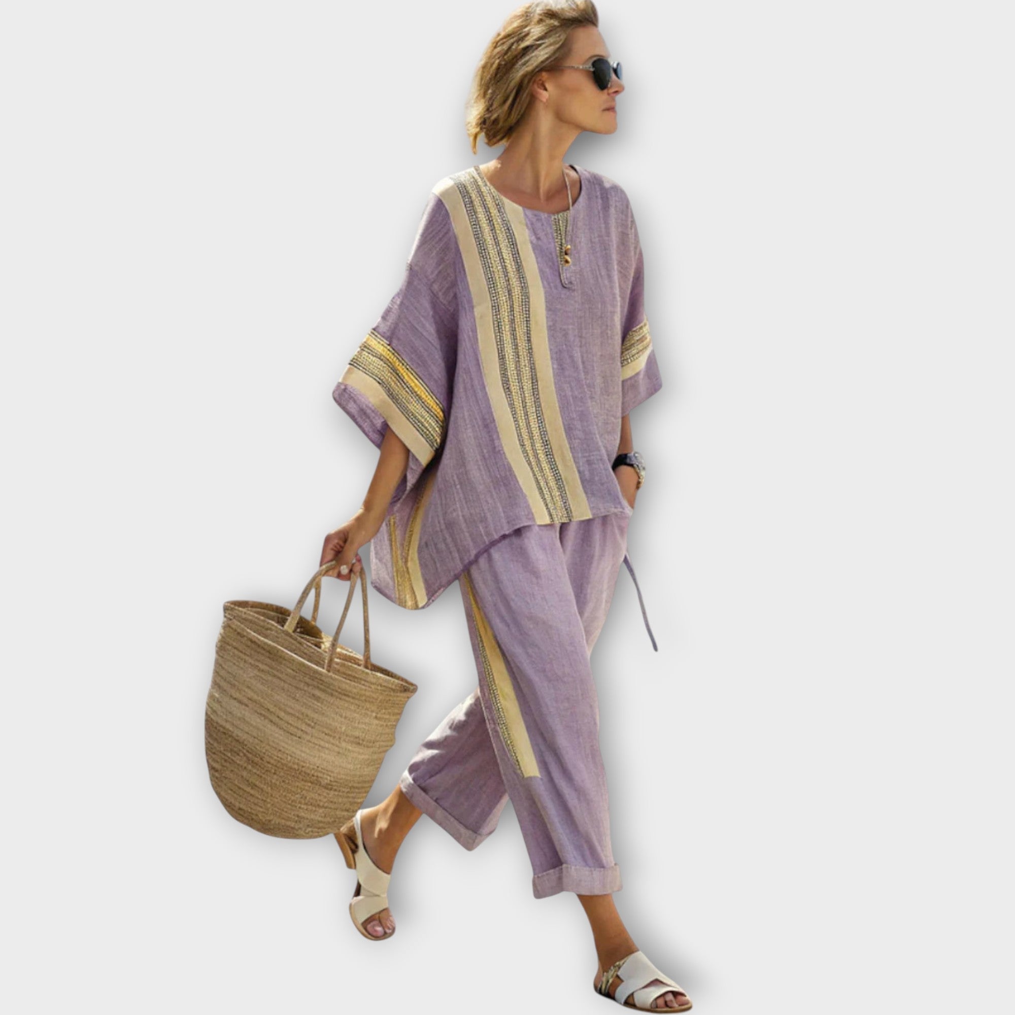 Anila - Elegante Completo Due Pezzi con Design a Righe