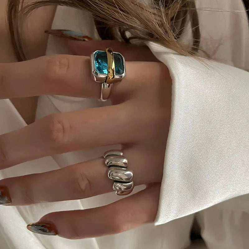 Anello in Argento con Zircone Blu