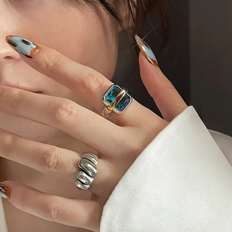 Anello in Argento con Zircone Blu