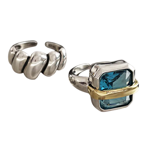 Anello in Argento con Zircone Blu