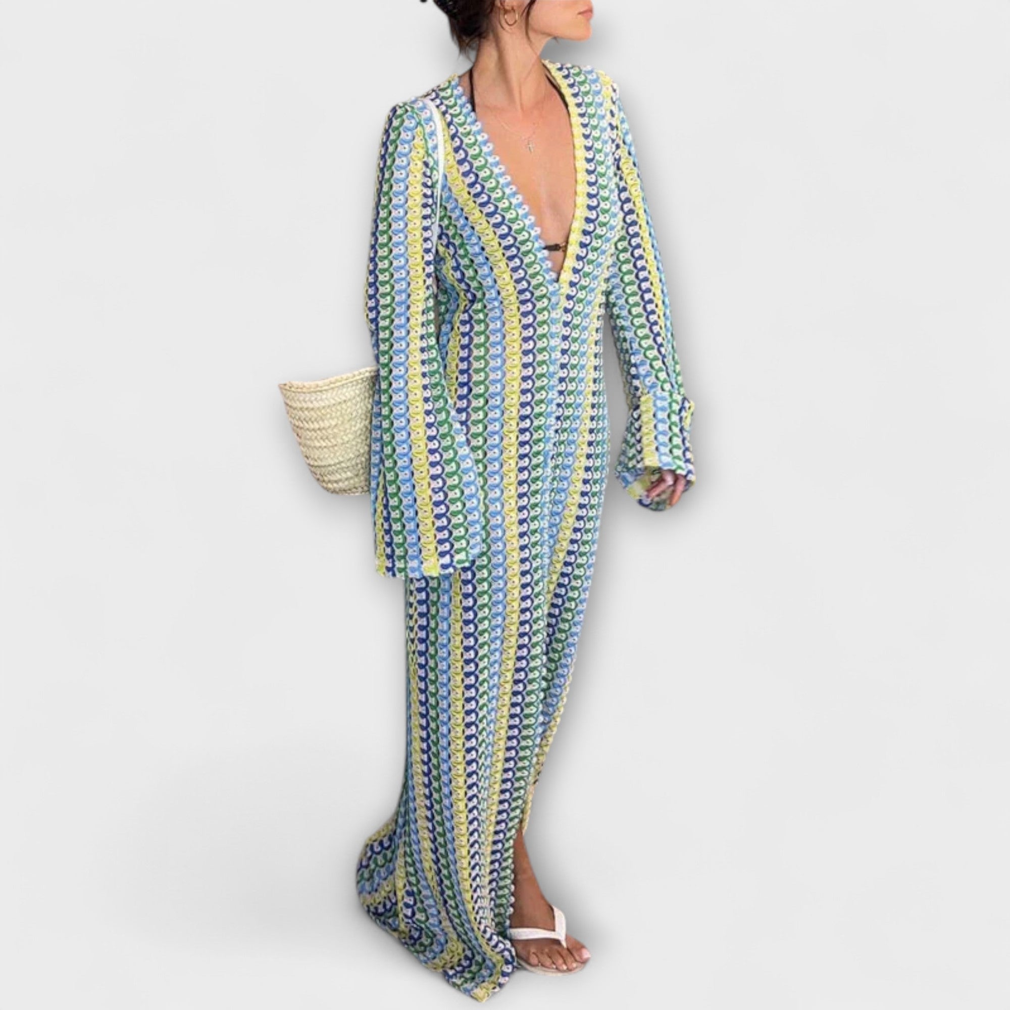 Elina – Maxidress con scollatura a V e atmosfera da vacanza
