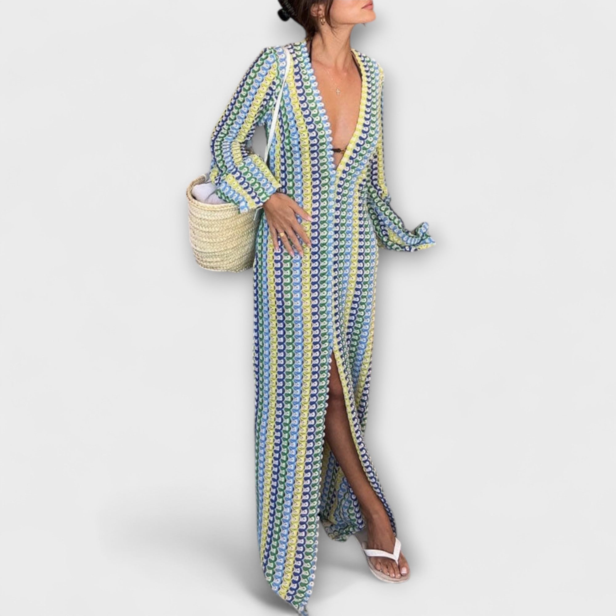 Elina – Maxidress con scollatura a V e atmosfera da vacanza