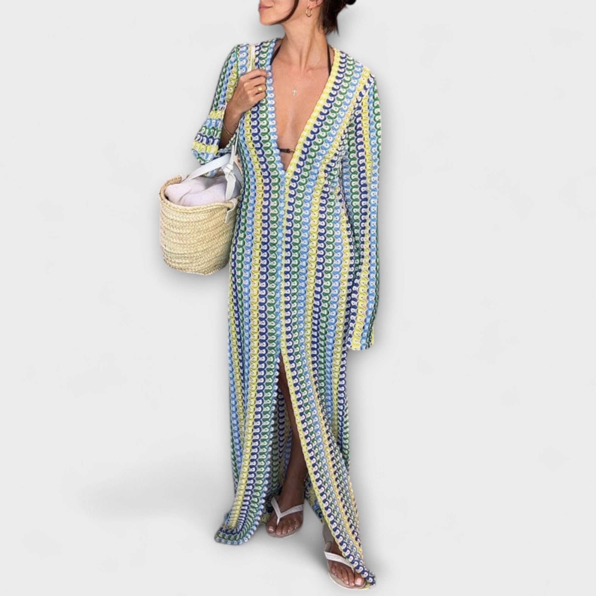 Elina – Maxidress con scollatura a V e atmosfera da vacanza