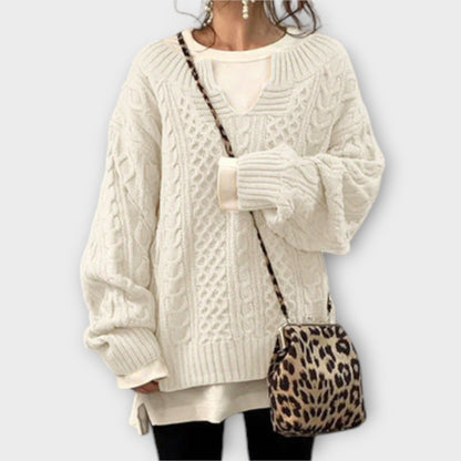 Maglione oversize con motivo a trecce