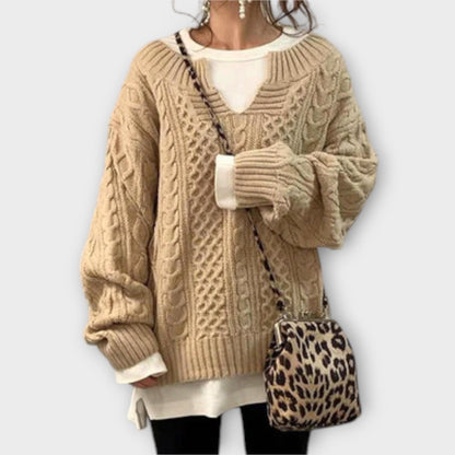 Maglione oversize con motivo a trecce