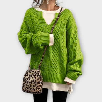 Maglione oversize con motivo a trecce