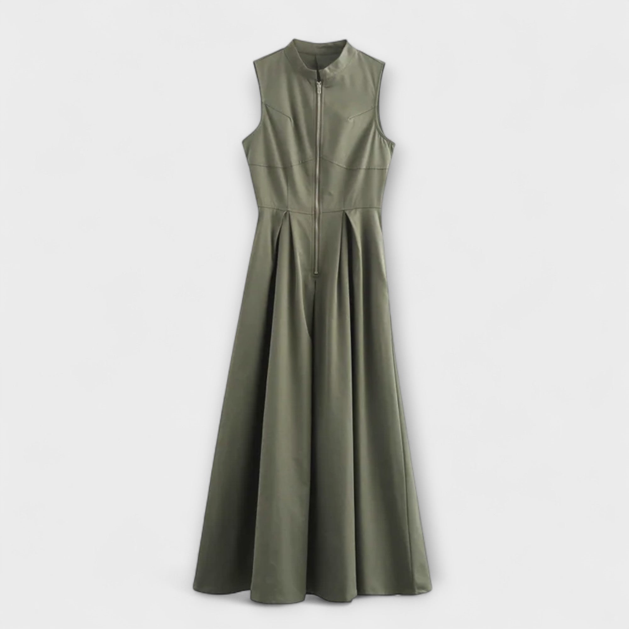 Abito midi bodycon senza maniche plissettato