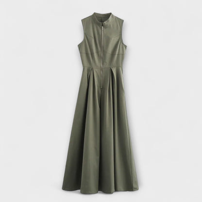 Abito midi bodycon senza maniche plissettato