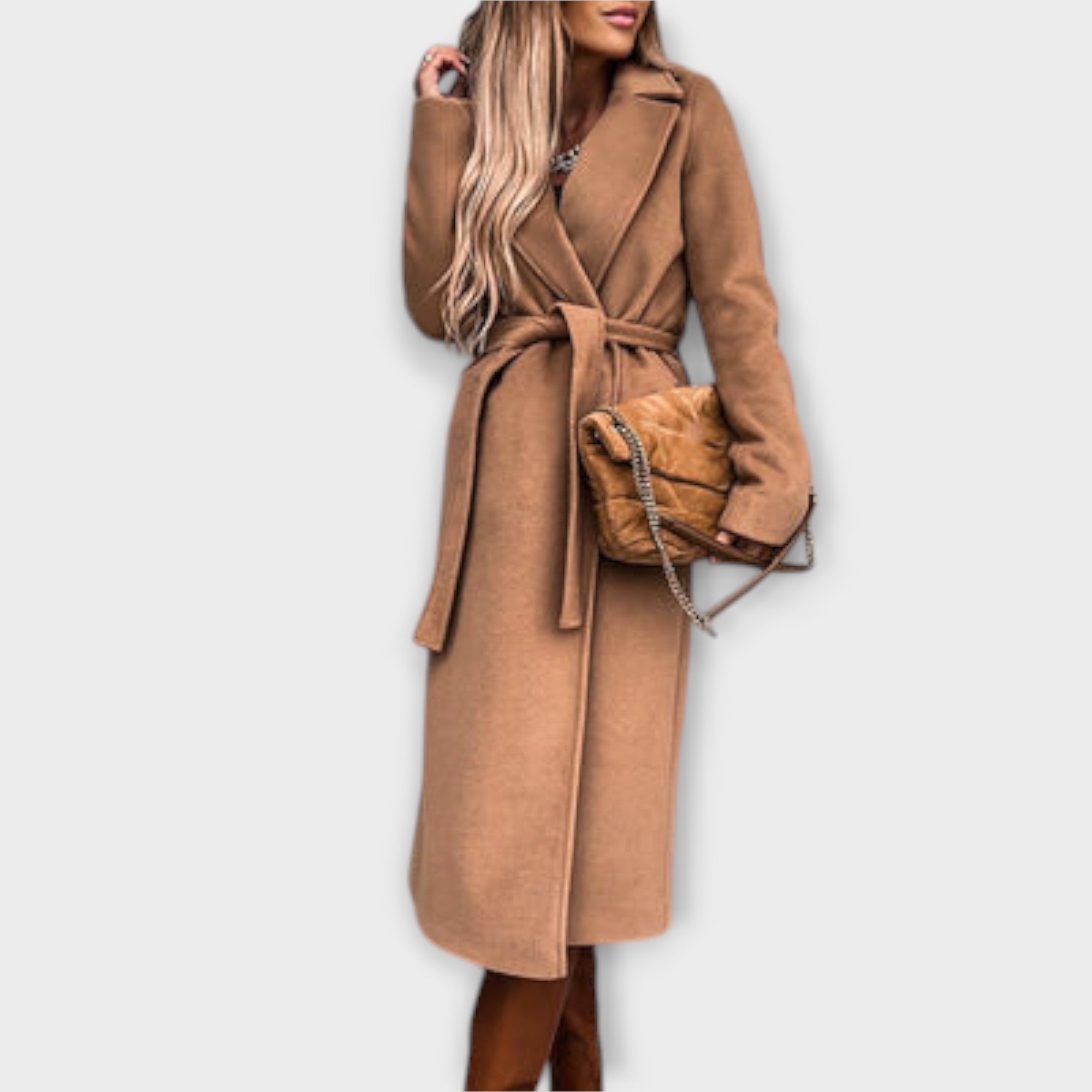 Eliza - Elegante cappotto lungo con cintura
