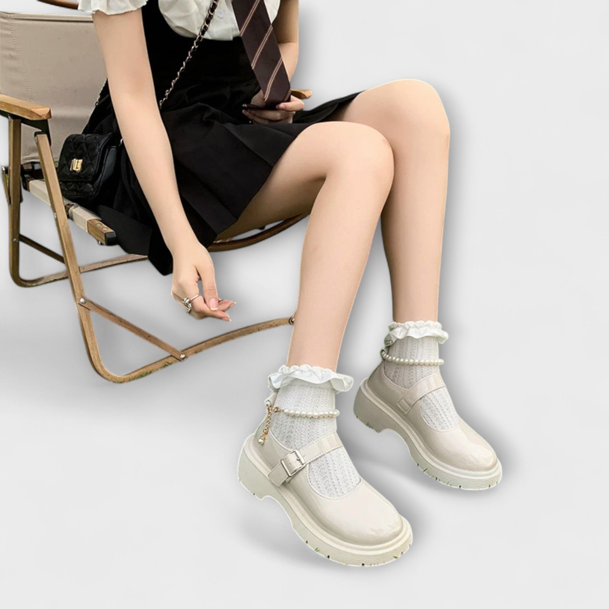 Pearl - Scarpe in pelle Mary Jane di lusso con perle