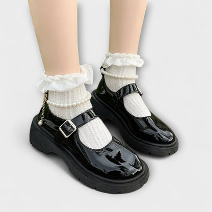 Pearl - Scarpe in pelle Mary Jane di lusso con perle