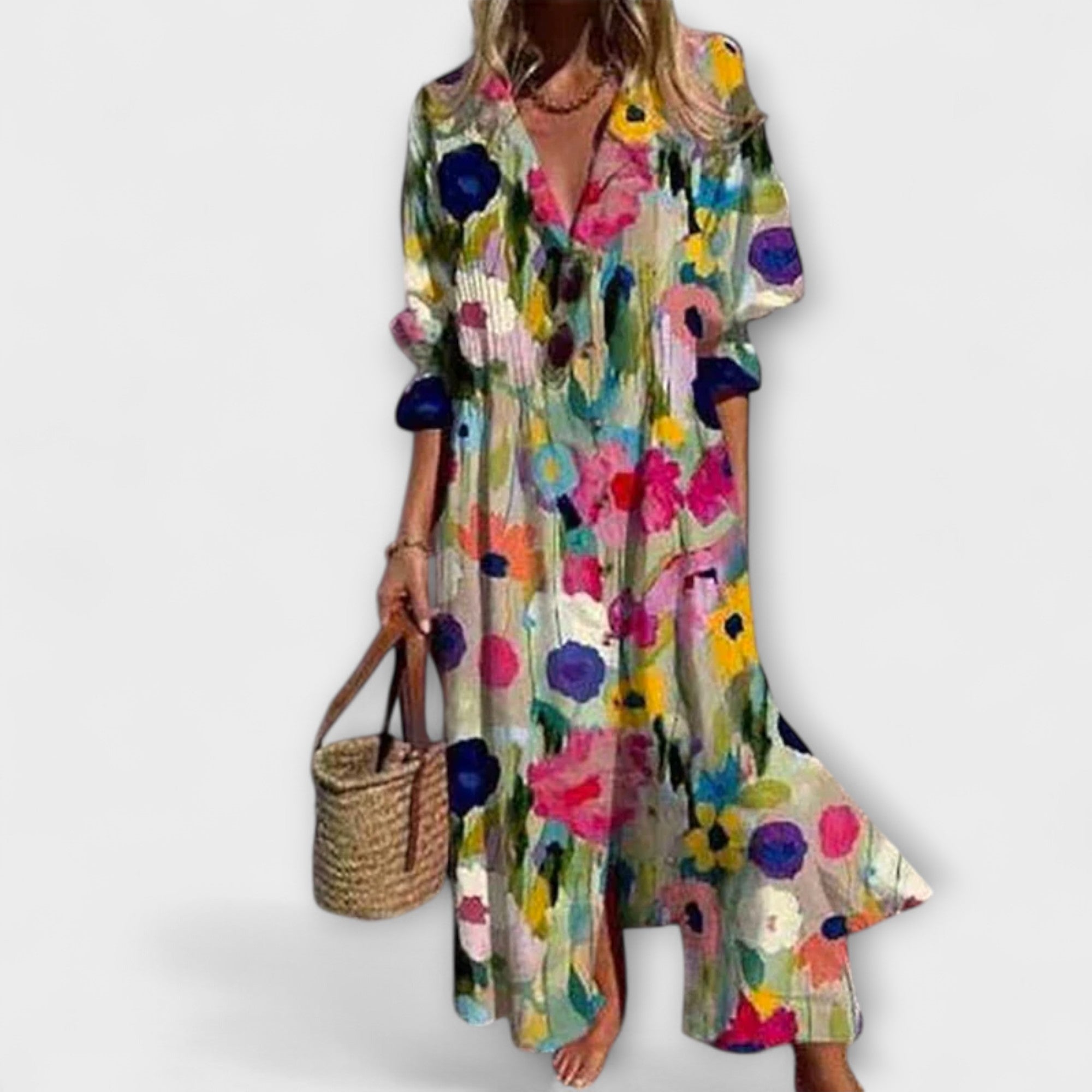 Lila - Abito Maxy Flattering con Copertura per la Pancia