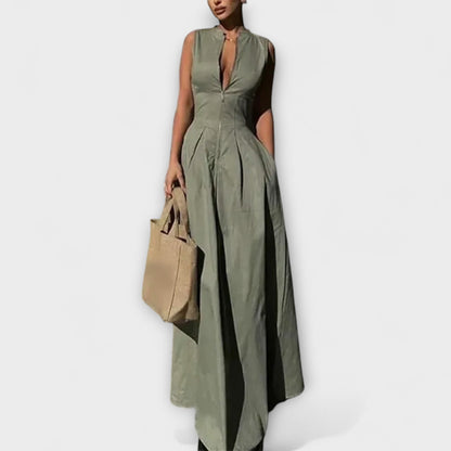 Abito midi bodycon senza maniche plissettato