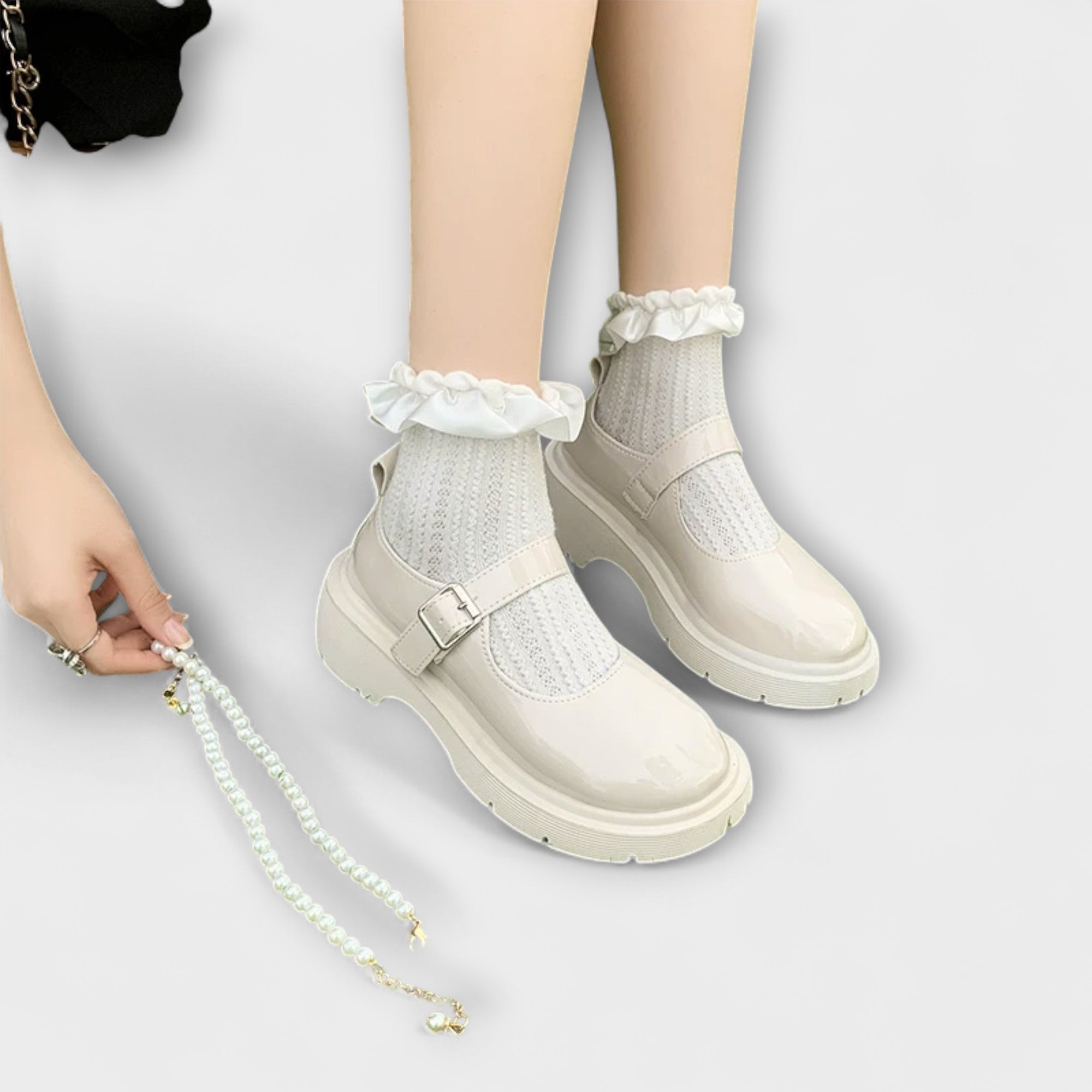 Pearl - Scarpe in pelle Mary Jane di lusso con perle