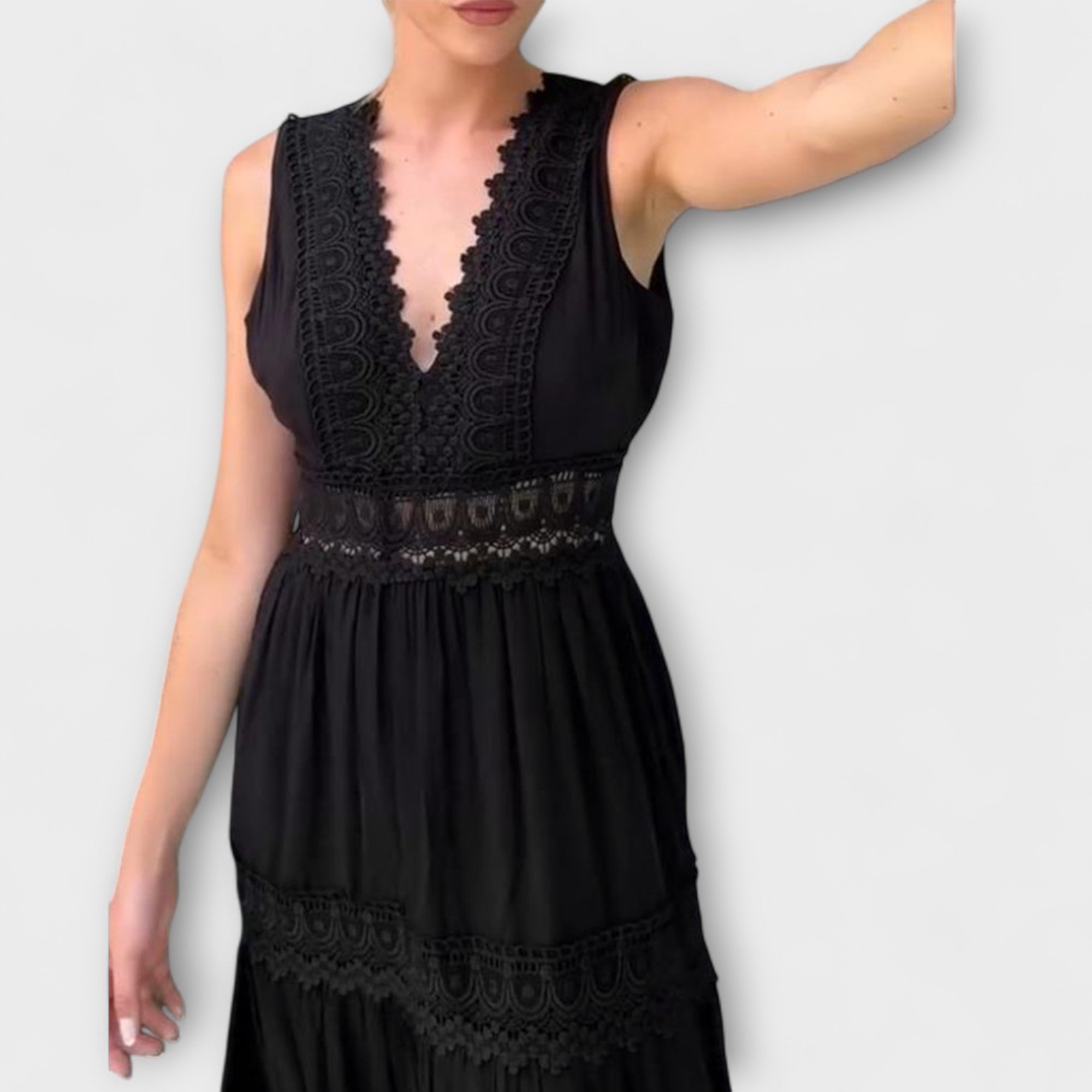 Aurélie - Elegante abito in pizzo con scollo a V