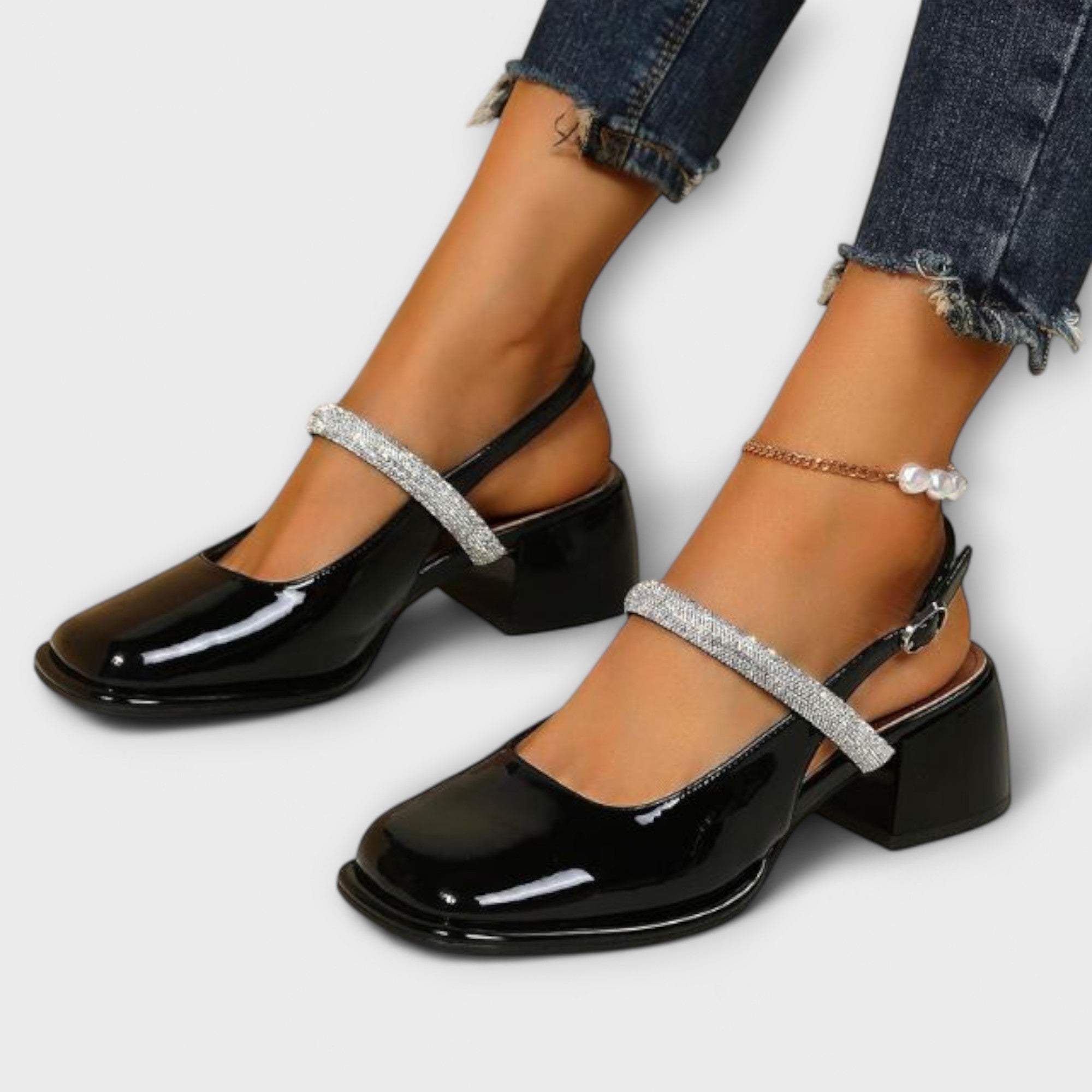 Celandra - Mary Janes con cinturini glitterati e tacco a blocco