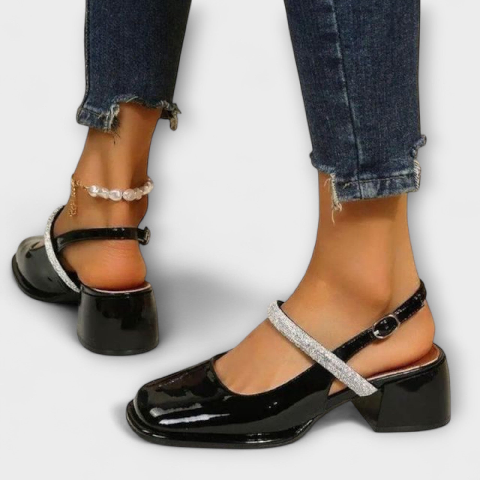 Celandra - Mary Janes con cinturini glitterati e tacco a blocco