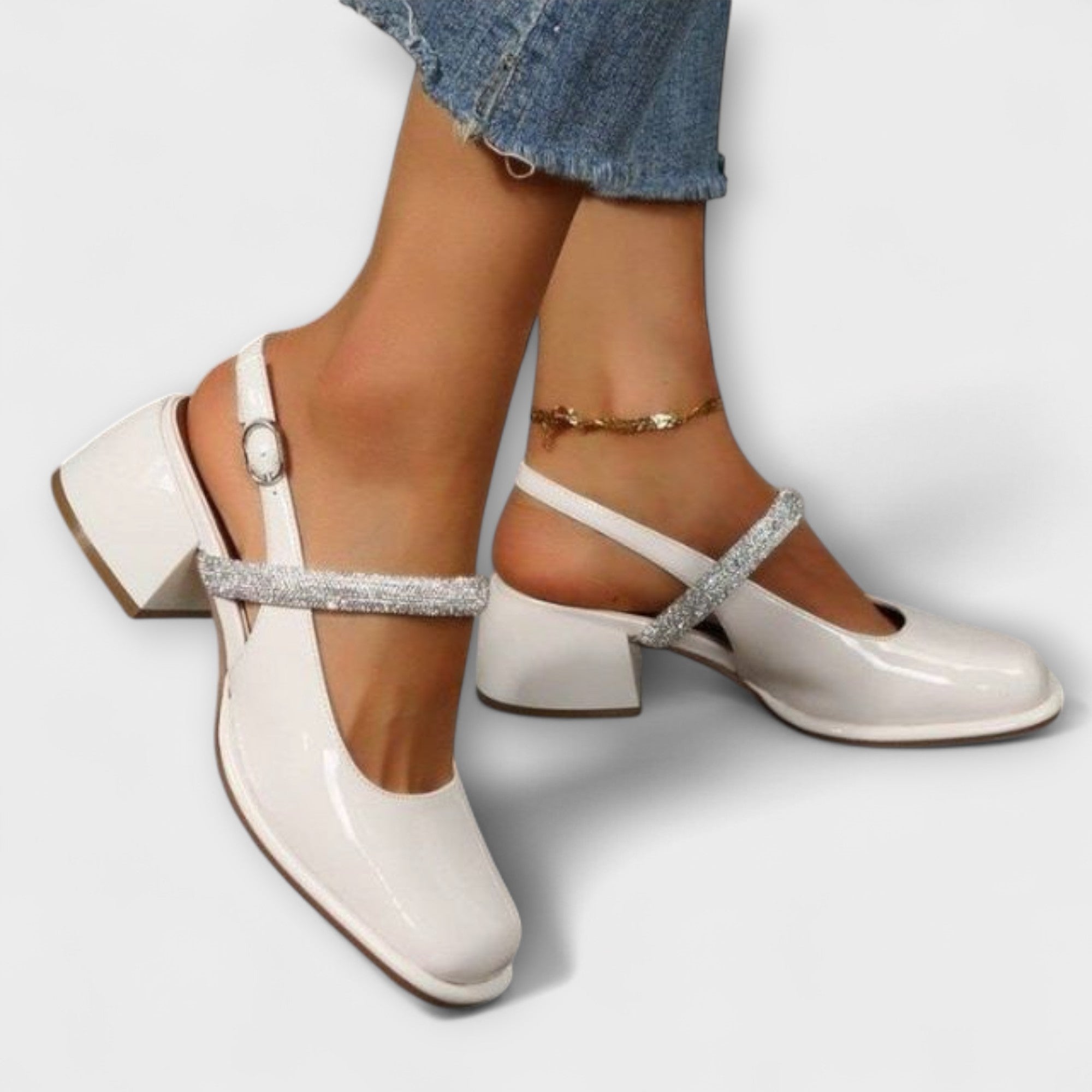 Celandra - Mary Janes con cinturini glitterati e tacco a blocco