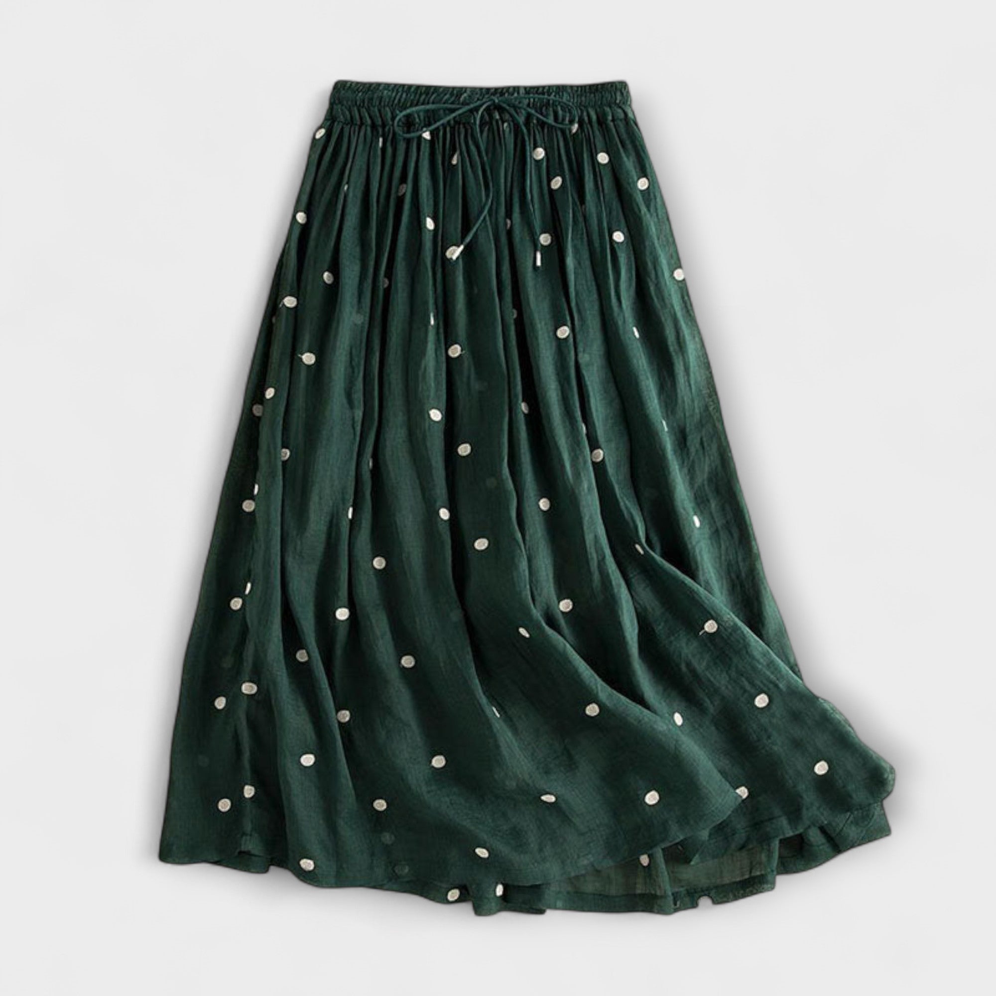 Gonna a pois giocosa in cotone-lino