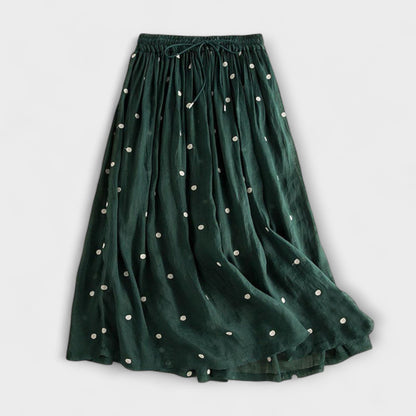 Gonna a pois giocosa in cotone-lino