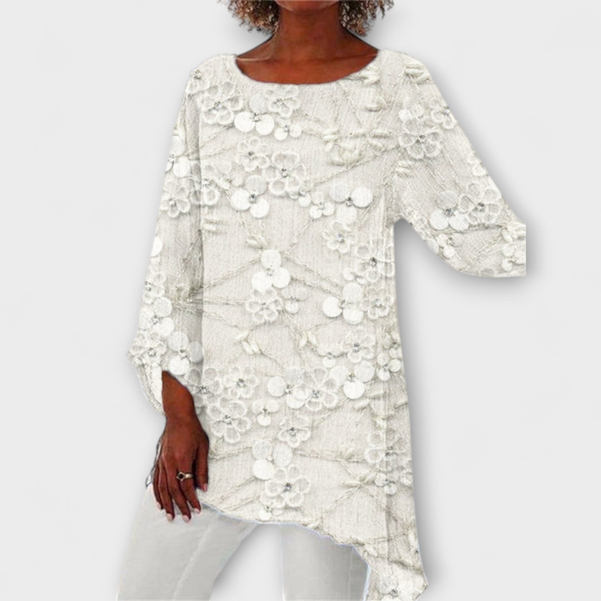 Harper - Blusa con stampa floreale di cristallo