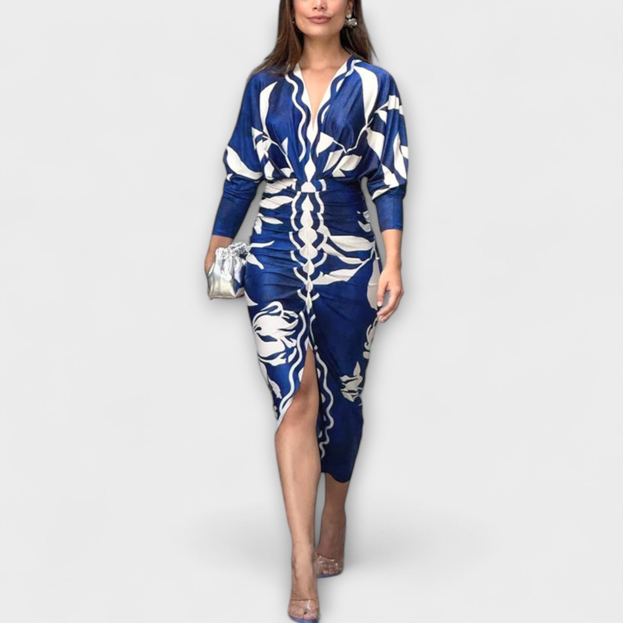Cleo - Abito midi dolman unico con stampa brasiliana
