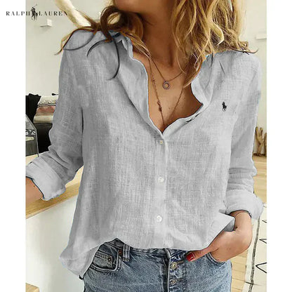 R. Ꮮаᴜгеn Camicia in Lino con Bottoni