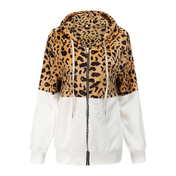 Lea - Felpa con cappuccio in pile con design leopardato