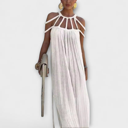 Briar - Un elegante abito maxi in tessuto misto con trecce drappeggiate