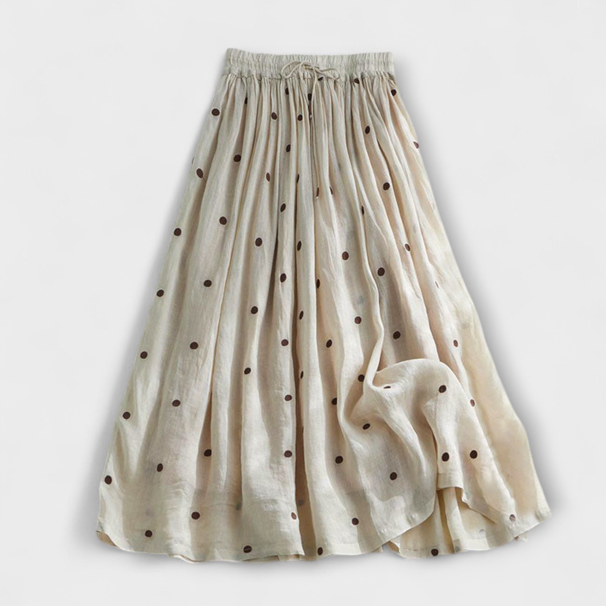 Gonna a pois giocosa in cotone-lino