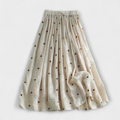 Gonna a pois giocosa in cotone-lino