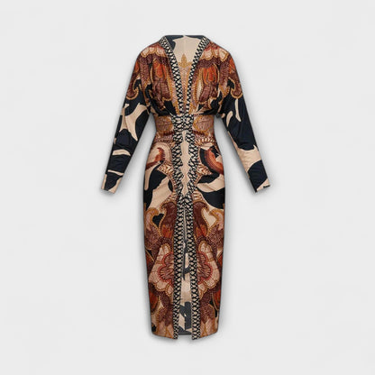 Cleo - Abito midi dolman unico con stampa brasiliana