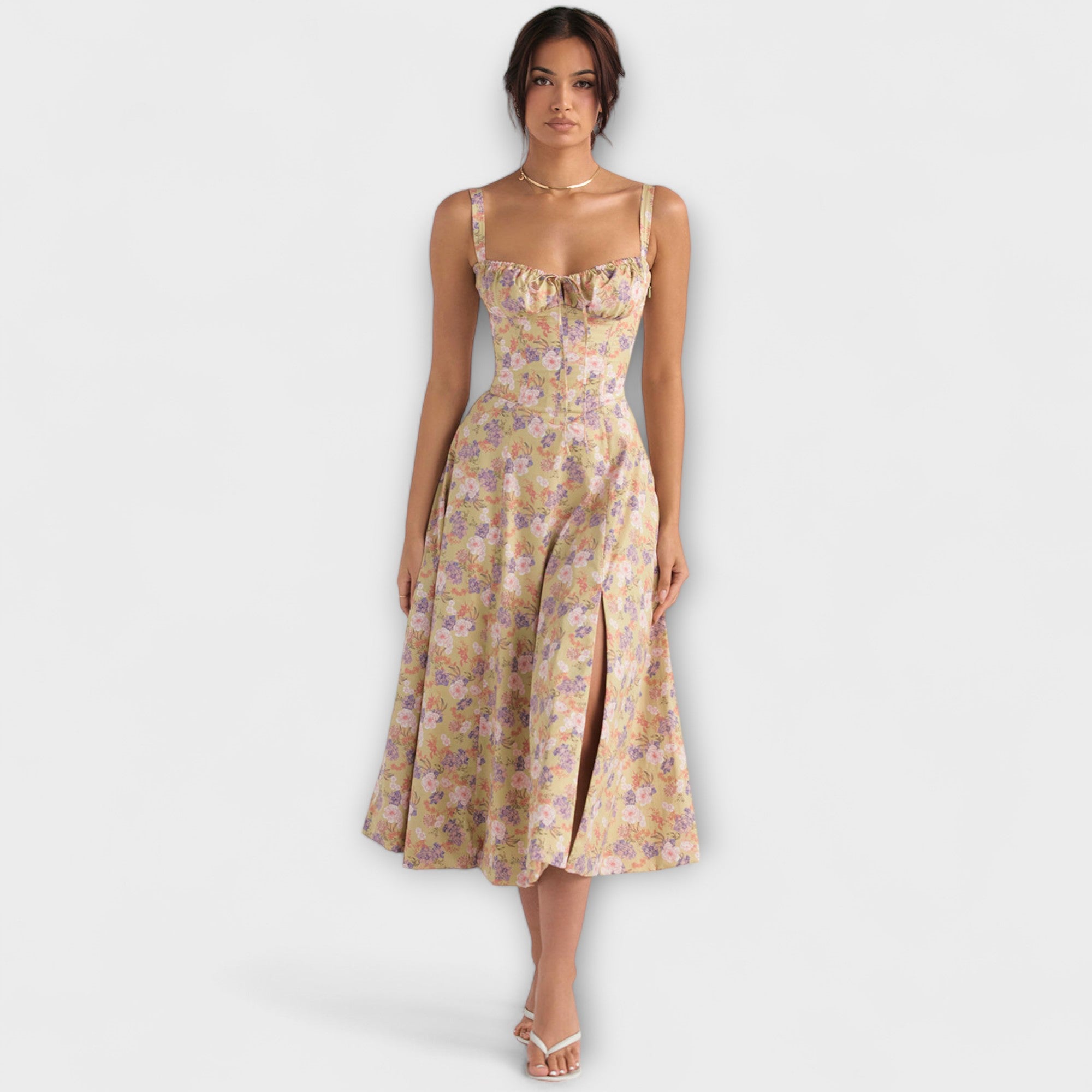 Zipporas - Abito a bustier sagomato con stampa floreale moderna