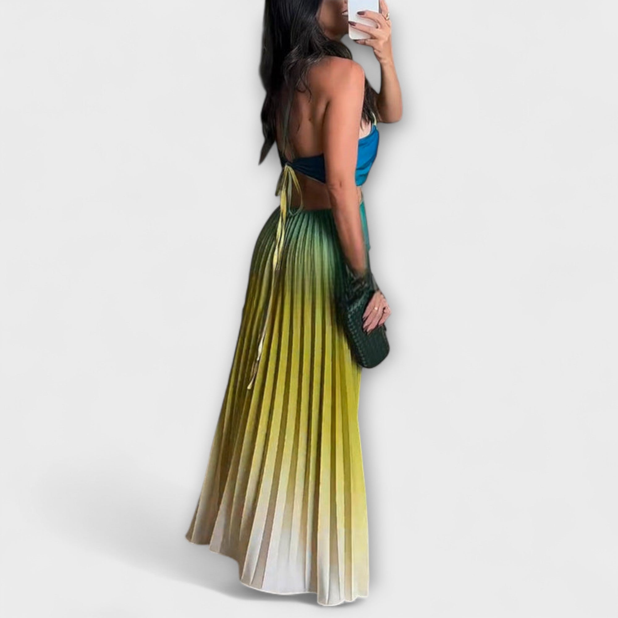Haven - Elegante Abito Maxy a Pieghe con Scollo Ritorno
