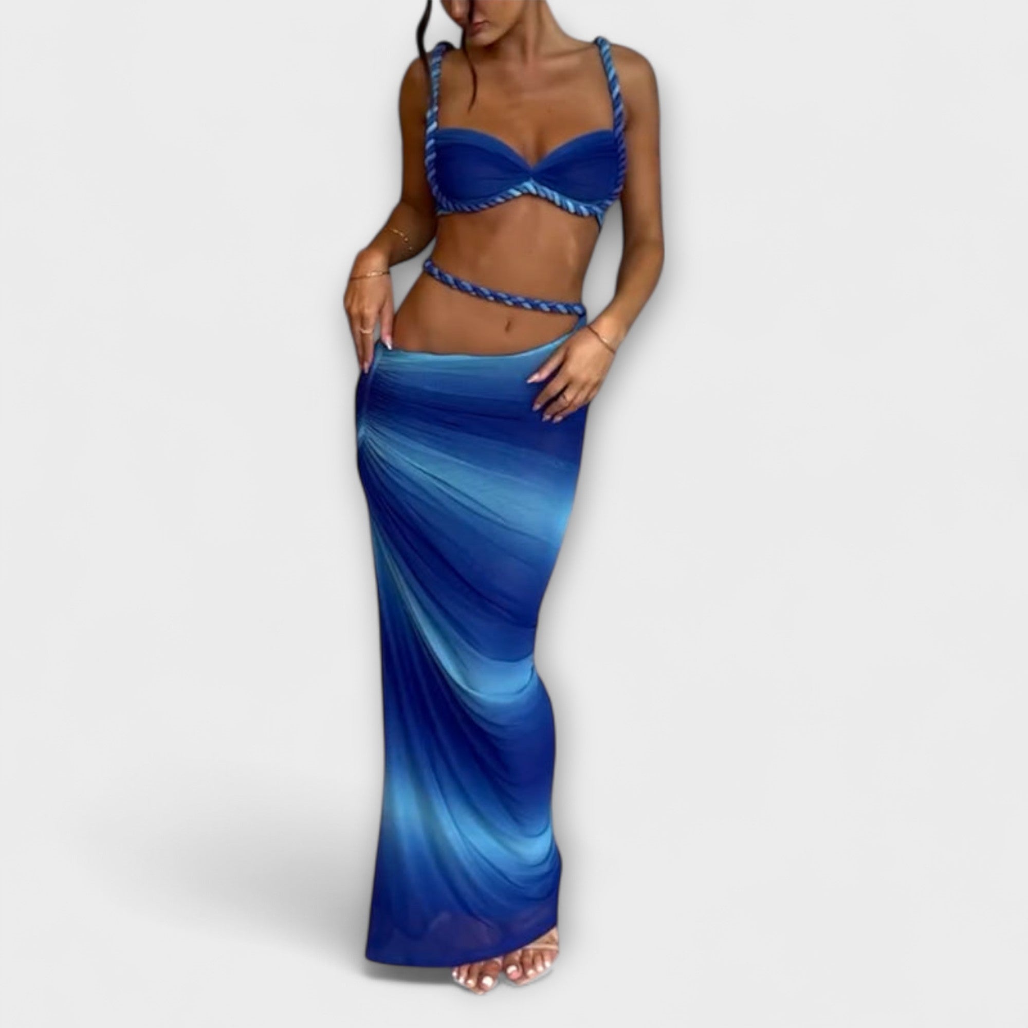 Jane - Elegante Crop Top con Gradient e Duo di Gonna