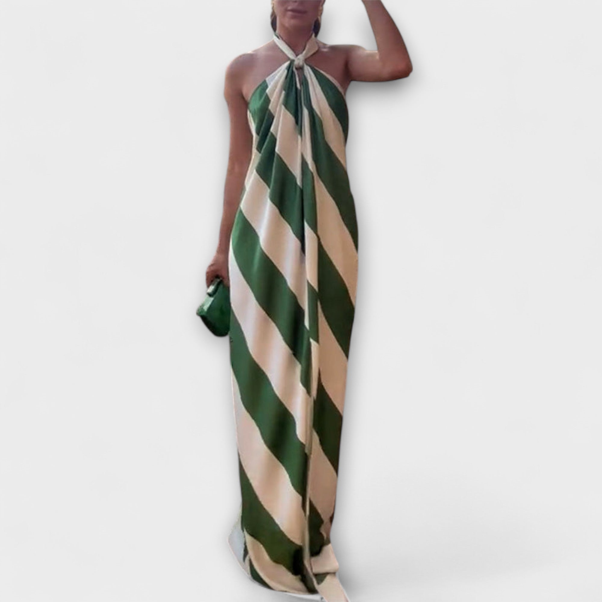 Marlowe - Abito Maxy con Stampa a Righe Senza Maniche