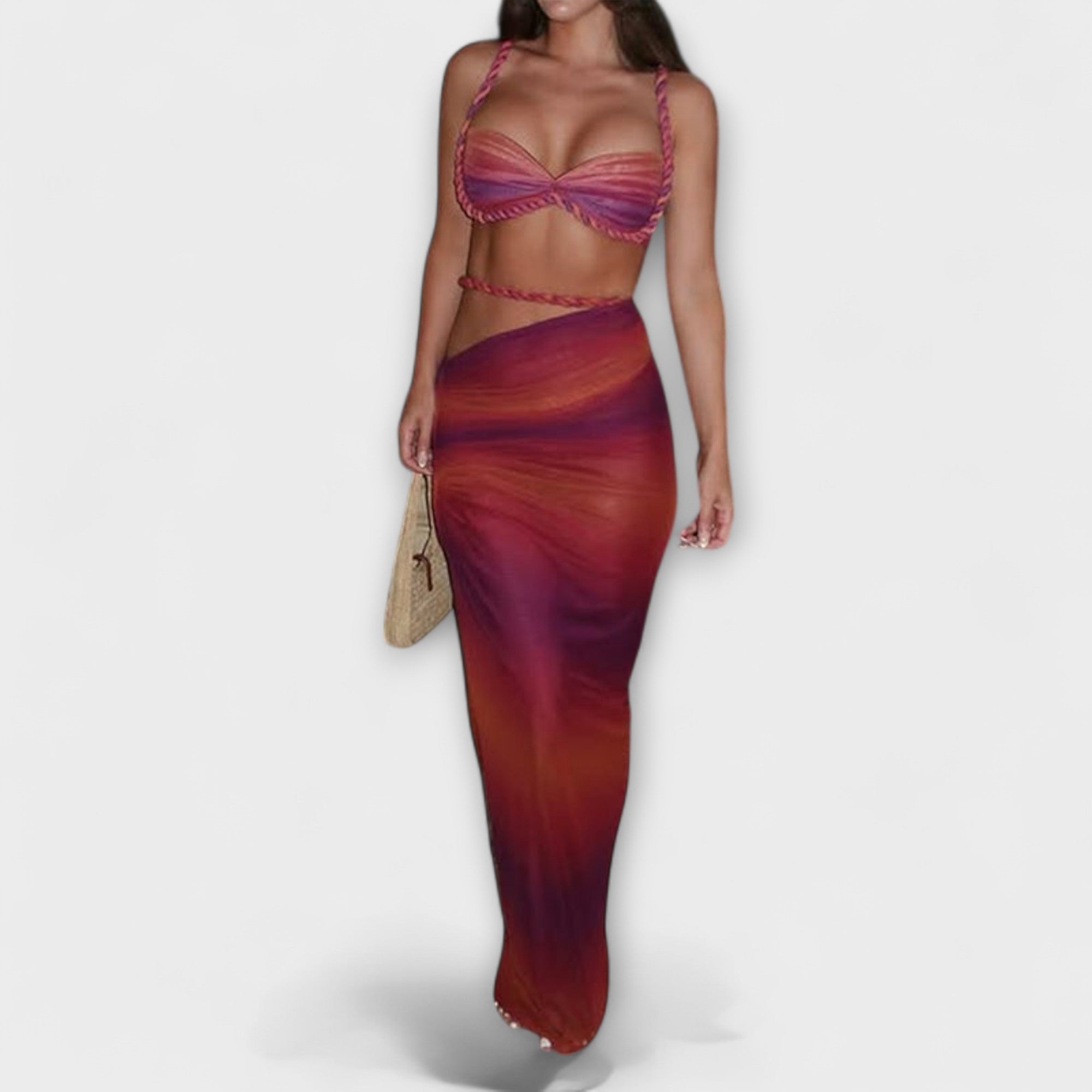 Jane - Elegante Crop Top con Gradient e Duo di Gonna