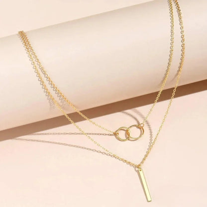 Collana con Pendente Doppio Cerchio Oro Retro