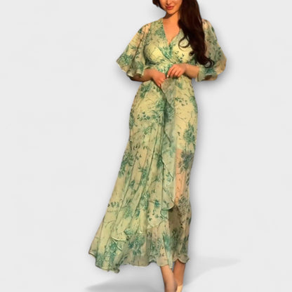 Lana - Elegante Abito Floreale con Scollatura a V