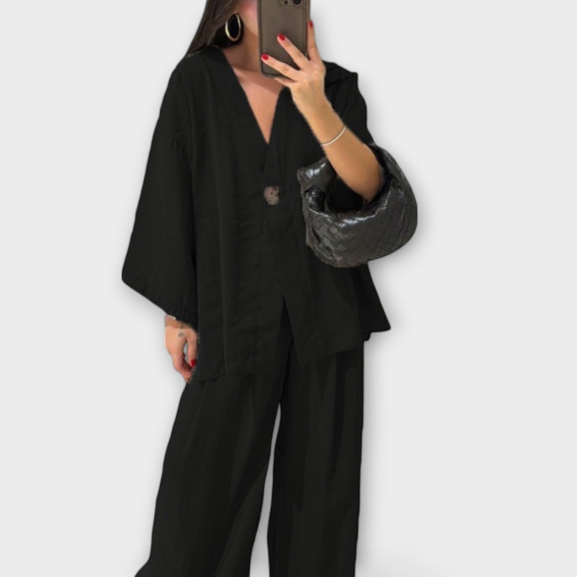 Jacqueline - Top e Pantaloni Duo con Scollo a V Casual