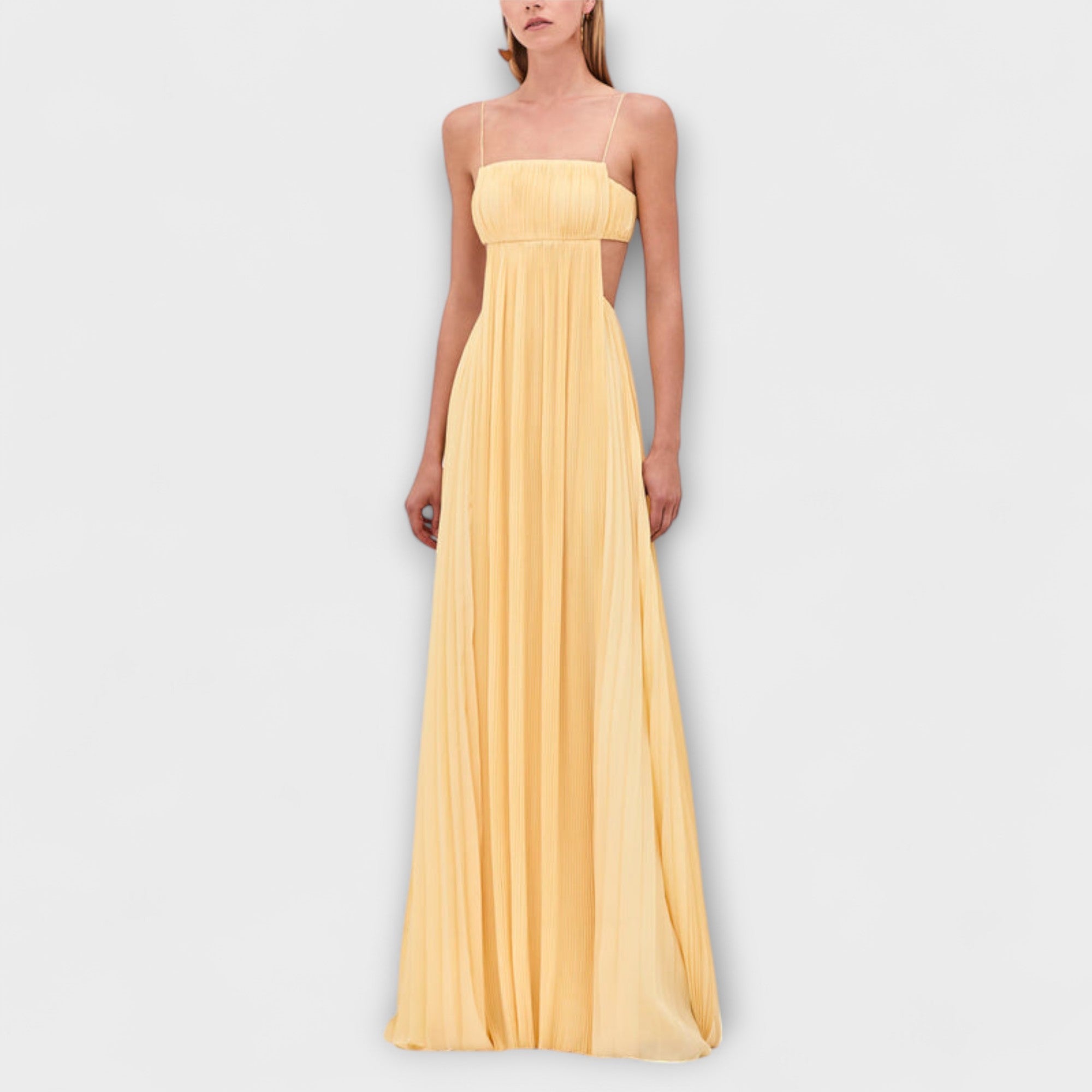Mireille - Elegante Abito Maxy Plissettato con Cutout