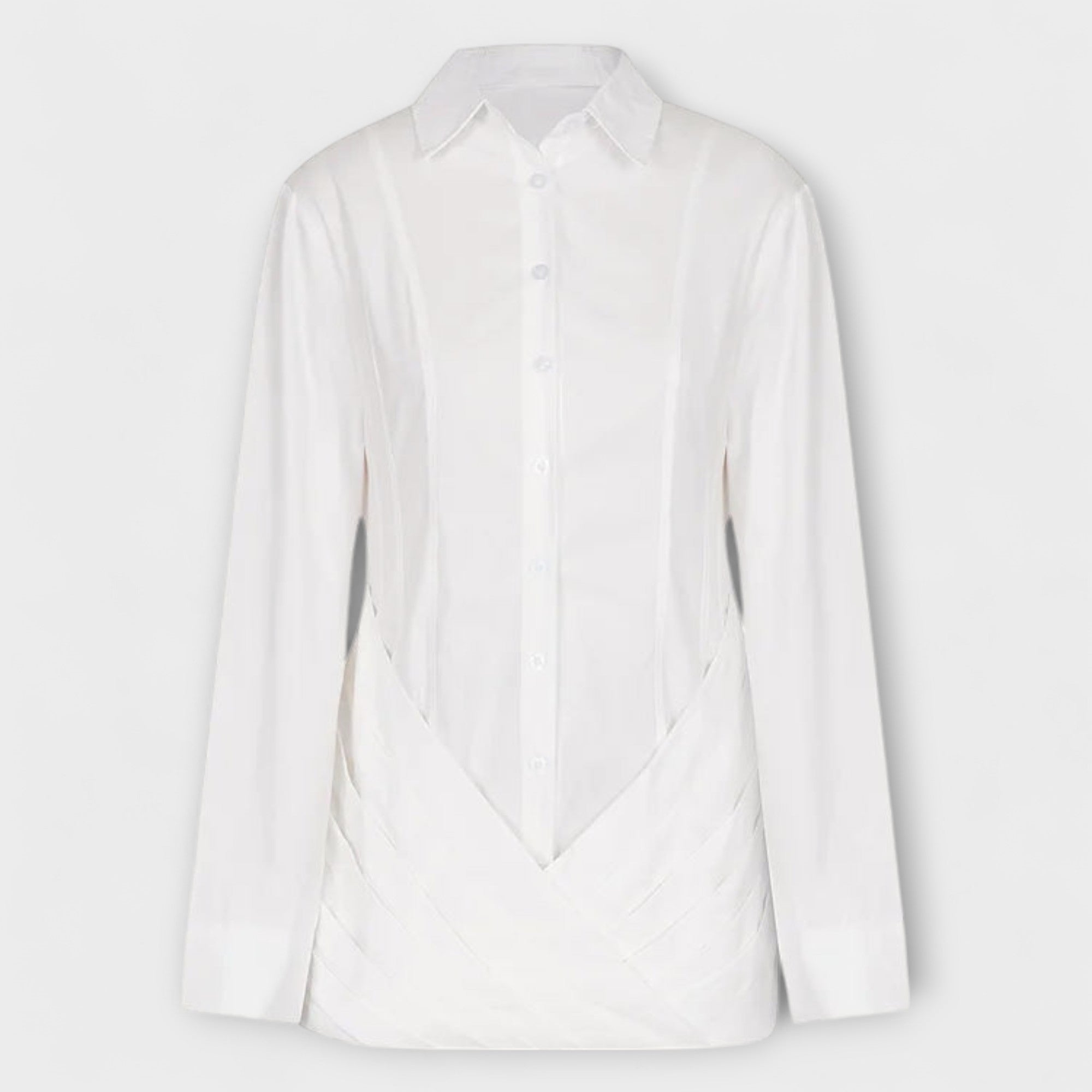 Indie - Abito camicia bianco plissettato a maniche lunghe